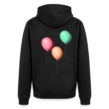Luftballons Pastell - Unisex Premium Bio Zip Hoodie - Schwarz - Hinten - Nico (187cm)