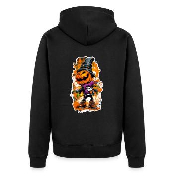 Jack o Lantern 02 - Unisex Premium Bio Zip Hoodie - Schwarz - Hinten - Nico (187cm)