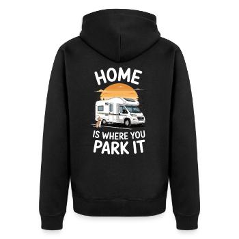 Home is where you Park It - Unisex Premium Organic Zip Hoodie - black - Back - Nico (187cm)