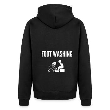 Foot Washing Christian Gifts Humility Ladder - Unisex Premium Organic Zip Hoodie - black - Back - Nico (187cm)