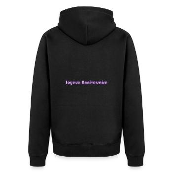 BIRTHDAY. HAPPY BIRTHDAY. HAPPY BIRTHDAY. - Unisex Premium Organic Zip Hoodie - black - Back - Nico (187cm)
