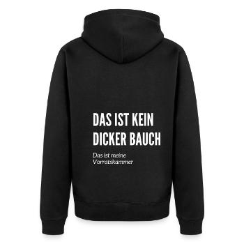 Das ist kein Dicker Bauch - Fun Humor Witzig - Unisex Premium Bio Zip Hoodie - Schwarz - Hinten - Nico (187cm)
