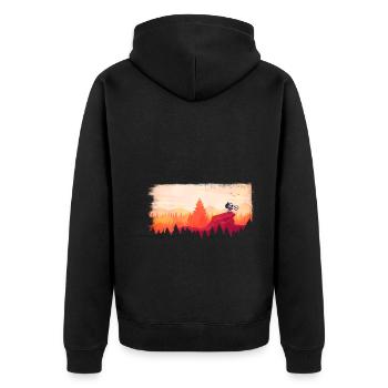 downhill in the sunset - Unisex Premium Organic Zip Hoodie - black - Back - Nico (187cm)