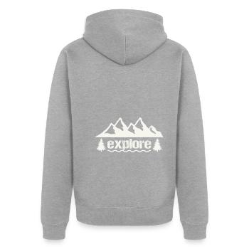 explore - Unisex Premium Organic Zip Hoodie - heather grey - Back - Nico (187cm)