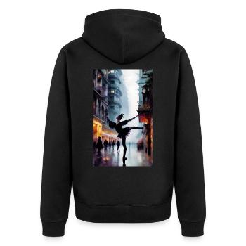 Ballerina - Unisex Premium Organic Zip Hoodie - black - Back - Nico (187cm)