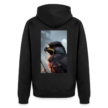Eagle - Unisex Premium Organic Zip Hoodie - black - Back - Nico (187cm)