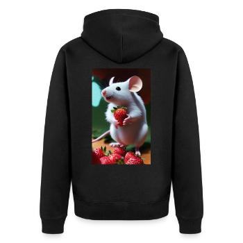 The mouse collecting strawberries - Unisex Premium Organic Zip Hoodie - black - Back - Nico (187cm)