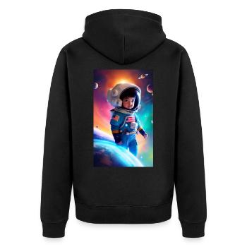 Space Kid - Unisex Premium Organic Zip Hoodie - black - Back - Nico (187cm)
