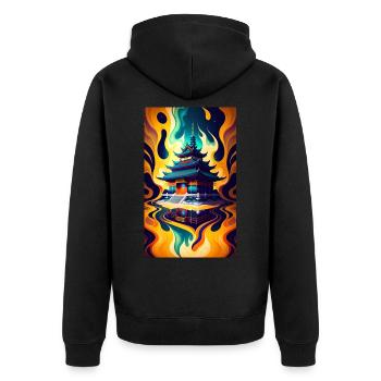 Temple reflection - Unisex Premium Organic Zip Hoodie - black - Back - Nico (187cm)