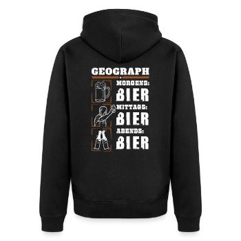 Mein Tagesablauf als Geograph - Unisex Premium Bio Zip Hoodie - Schwarz - Hinten - Nico (187cm)