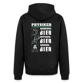 Mein Tagesablauf als Physiker - Unisex Premium Bio Zip Hoodie - Schwarz - Hinten - Nico (187cm)