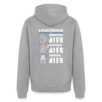 Mon quotidien de guide leurre - Veste à capuche bio Premium Unisexe - gris chiné - Dos - Nico (187cm)