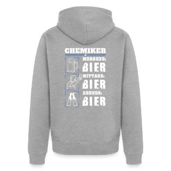 Mon quotidien de chimiste - Veste à capuche bio Premium Unisexe - gris chiné - Dos - Nico (187cm)