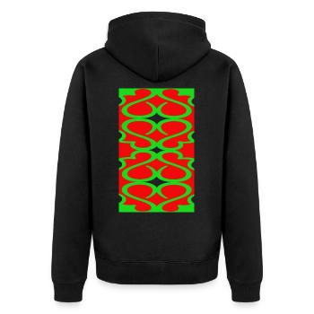 Neues Design - Unisex Premium Bio Zip Hoodie - Schwarz - Hinten - Nico (187cm)