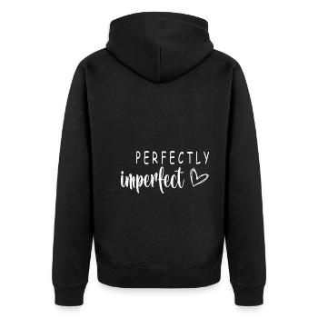 PERFECTLY imperfect - Unisex Premium Organic Zip Hoodie - black - Back - Nico (187cm)