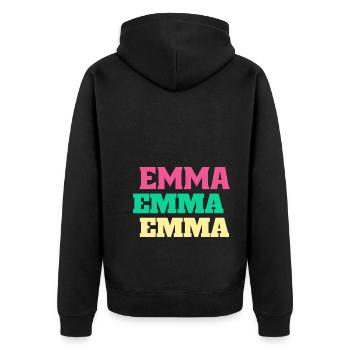 Emma Birthday Gifts Emmachen First Name - Unisex Premium Organic Zip Hoodie - black - Back - Nico (187cm)