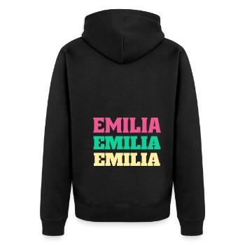 Emilia Birthday Gifts Emilia's - Unisex Premium Organic Zip Hoodie - black - Back - Nico (187cm)