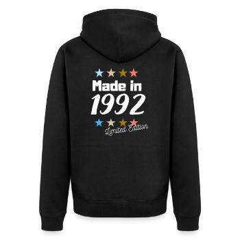 Fabriqué en 1992 Édition Limitée Vintage Anniversaire - Veste à capuche bio Premium Unisexe - noir - Dos - Nico (187cm)