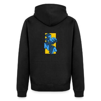 Ostthüringen Merch - Jena in Blöcken - Unisex Premium Bio Zip Hoodie - Schwarz - Hinten - Nico (187cm)