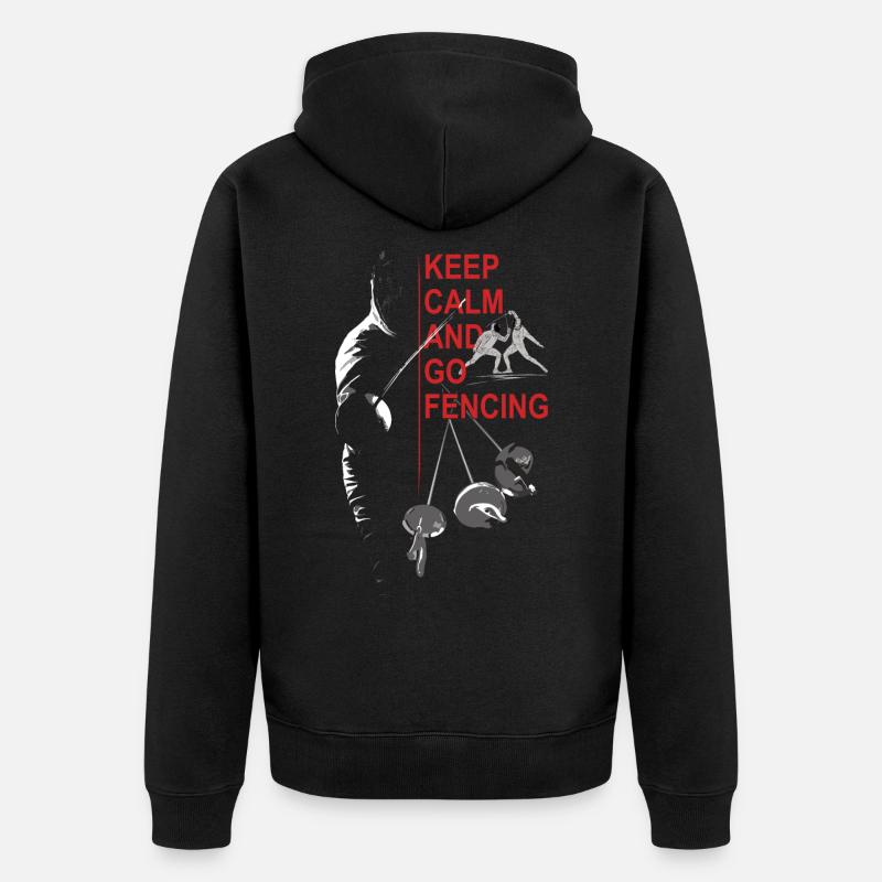 Fechten, Geschenk, Training, Keep Calm - Unisex Premium Bio Zip Hoodie - Schwarz