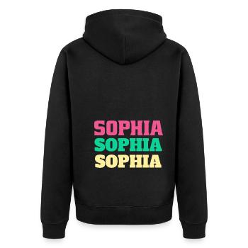 Sophia Cadeaux d’anniversaire Nom Prénom - Veste à capuche bio Premium Unisexe - noir - Dos - Nico (187cm)