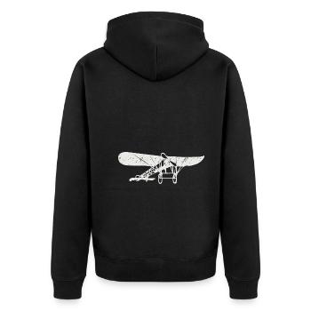 Airplane - Unisex Premium Bio Zip Hoodie - Schwarz - Hinten - Nico (187cm)