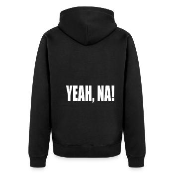 YEAH CLOSE! - Unisex Premium Organic Zip Hoodie - black - Back - Nico (187cm)