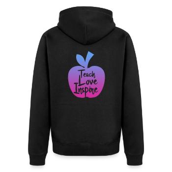 teacher teach love inspire - Unisex Premium Bio Zip Hoodie - Schwarz - Hinten - Nico (187cm)