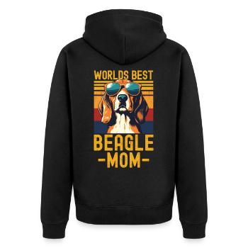 Beagle mit sonnenbrille retro - Unisex Premium Bio Zip Hoodie - Schwarz - Hinten - Nico (187cm)