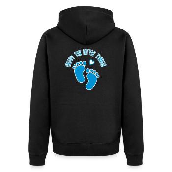 Schwangerschaft Baby Füße Fussabdrücke Spruch - Unisex Premium Bio Zip Hoodie - Schwarz - Hinten - Nico (187cm)