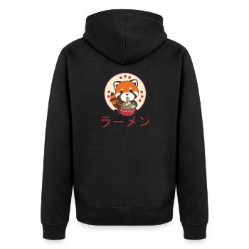 Powered by Ramen sweet red panda eats ramen - Unisex Premium Organic Zip Hoodie - black - Back - Nico (187cm)
