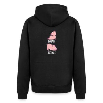 Pig Yoga cochons doux sport inhale expirer - Veste à capuche bio Premium Unisexe - noir - Dos - Nico (187cm)