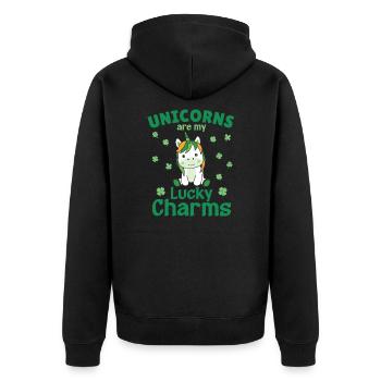 Les licornes sont mes porte-bonheur de la Saint-Patrick - Veste à capuche bio Premium Unisexe - noir - Dos - Nico (187cm)