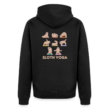 Faultier Yoga süße Faultiere machen Sport - Unisex Premium Bio Zip Hoodie - Schwarz - Hinten - Nico (187cm)