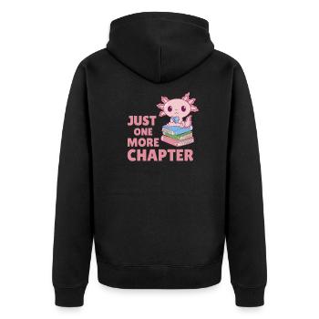 Just one more chapter süßes Axolotl mit Bücher - Unisex Premium Bio Zip Hoodie - Schwarz - Hinten - Nico (187cm)
