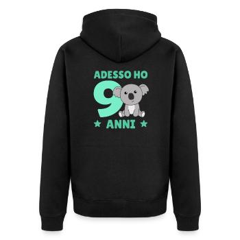Children 9th birthday Koala Adesso ho 9 anni - Unisex Premium Organic Zip Hoodie - black - Back - Nico (187cm)