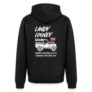 Landy Looney Mechanics - Unisex Premium Organic Zip Hoodie - black - Back - Nico (187cm)