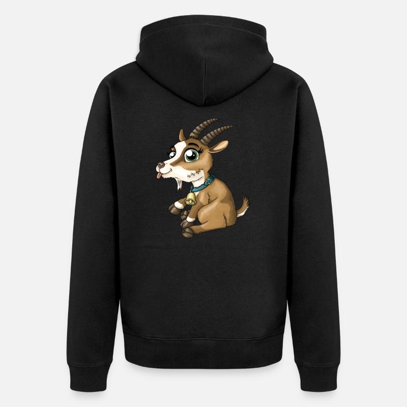 Chèvre drôle mignon - Veste à capuche bio Premium Unisexe - noir