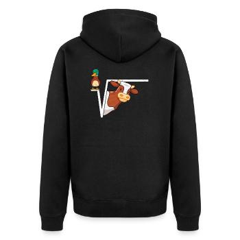 Ente Wurzel - Unisex Premium Bio Zip Hoodie - Schwarz - Hinten - Nico (187cm)