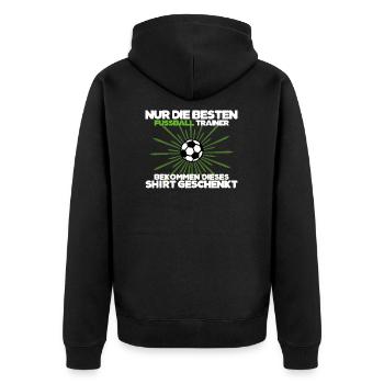 Fußball Fußballtrainer Coach Spruch Spieler - Unisex Premium Bio Zip Hoodie - Schwarz - Hinten - Nico (187cm)