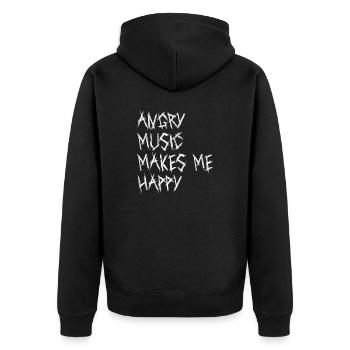 Angry Music Makes Me Happy Metal Music Metalhead - Unisex Premium Bio Zip Hoodie - Schwarz - Hinten - Nico (187cm)