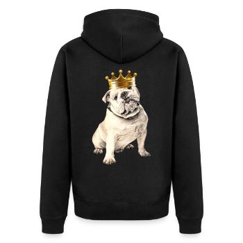 VIEUX BOULEDOGUE ANGLAIS avec Couronne Chien Bouledogue - Veste à capuche bio Premium Unisexe - noir - Dos - Nico (187cm)