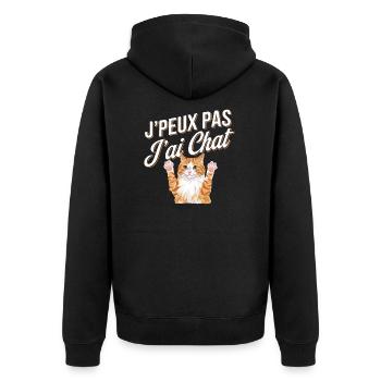 J'peux pas j'ai chat - Veste à capuche bio Premium Unisexe - noir - Dos - Nico (187cm)