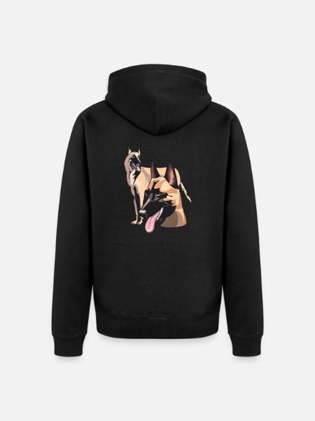The two Malinois - Unisex Premium Organic Zip Hoodie - black