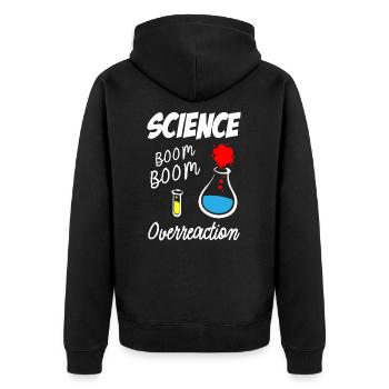 Science Overreaction - Unisex Premium Bio Zip Hoodie - Schwarz - Hinten - Nico (187cm)