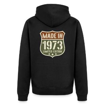 1973 Vintage Anniversaire Année de naissance 1973 Cadeau - Veste à capuche bio Premium Unisexe - noir - Dos - Nico (187cm)