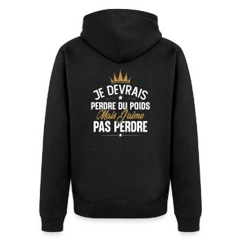 Je devrais perdre du poids mais j'aime pas perdre - Veste à capuche bio Premium Unisexe - noir - Dos - Nico (187cm)