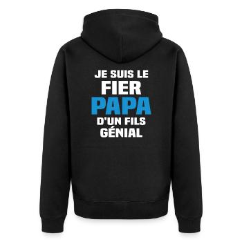 Je suis le fier papa d'un fils génial - Veste à capuche bio Premium Unisexe - noir - Dos - Nico (187cm)