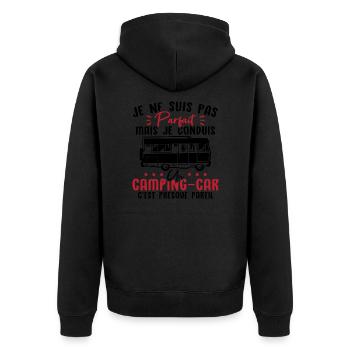 Pas parfait mais je conduis un camping car - Veste à capuche bio Premium Unisexe - noir - Dos - Nico (187cm)