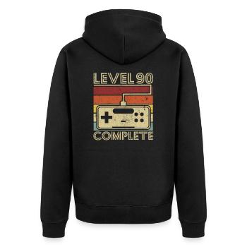 Level 90 complete Gift 90 years Birthday - Unisex Premium Organic Zip Hoodie - black - Back - Nico (187cm)